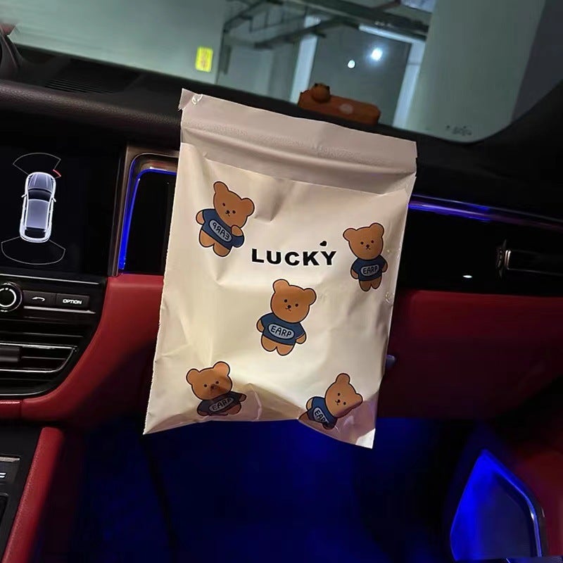 Non-Marking Bear Car Garbage Bag Adhesive Car Trash Can Foldable Car Interior Storage - Image 5